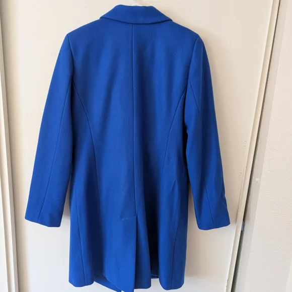 ASOS Womens 8 Soft Long Trench Coat Wool Blend Blue Classic Colorful Outdoors - Picture 6 of 8